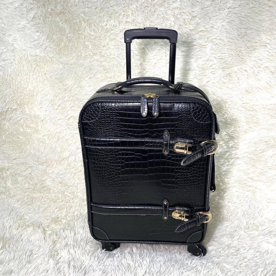 SWANY スワニー クロコ型押し キャリー ブラック
