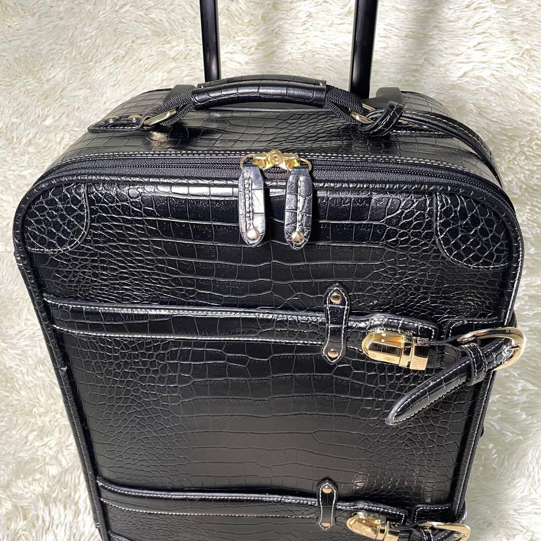 SWANY スワニー クロコ型押し キャリー ブラック