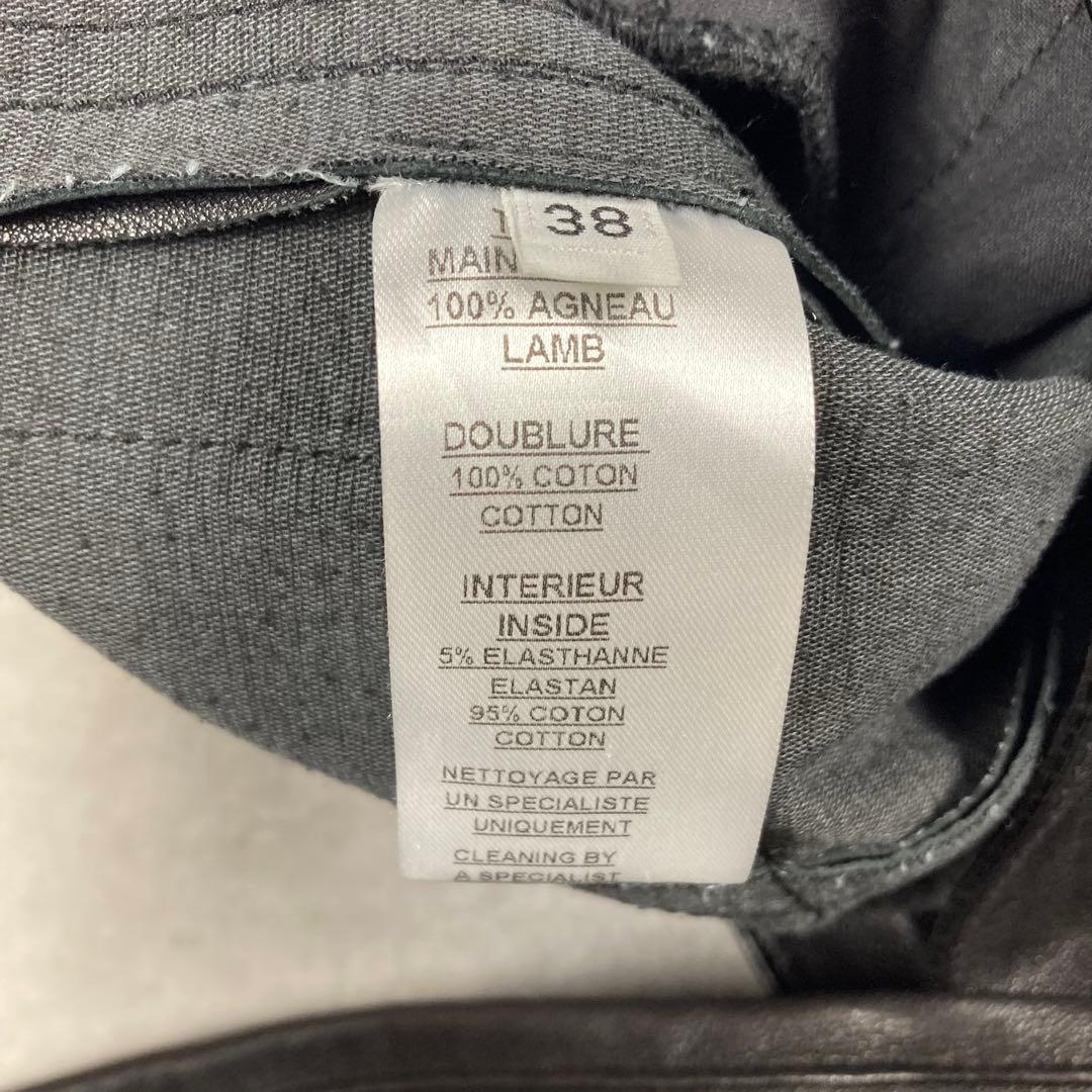 美品　BALMAIN バルマン　ラムレザー　パンツ　38 ブラック　BLACK