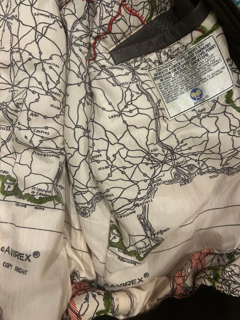 希少 AVIREX G-1 フライトジャケット 本革 地図柄 ボア付 人気 定番