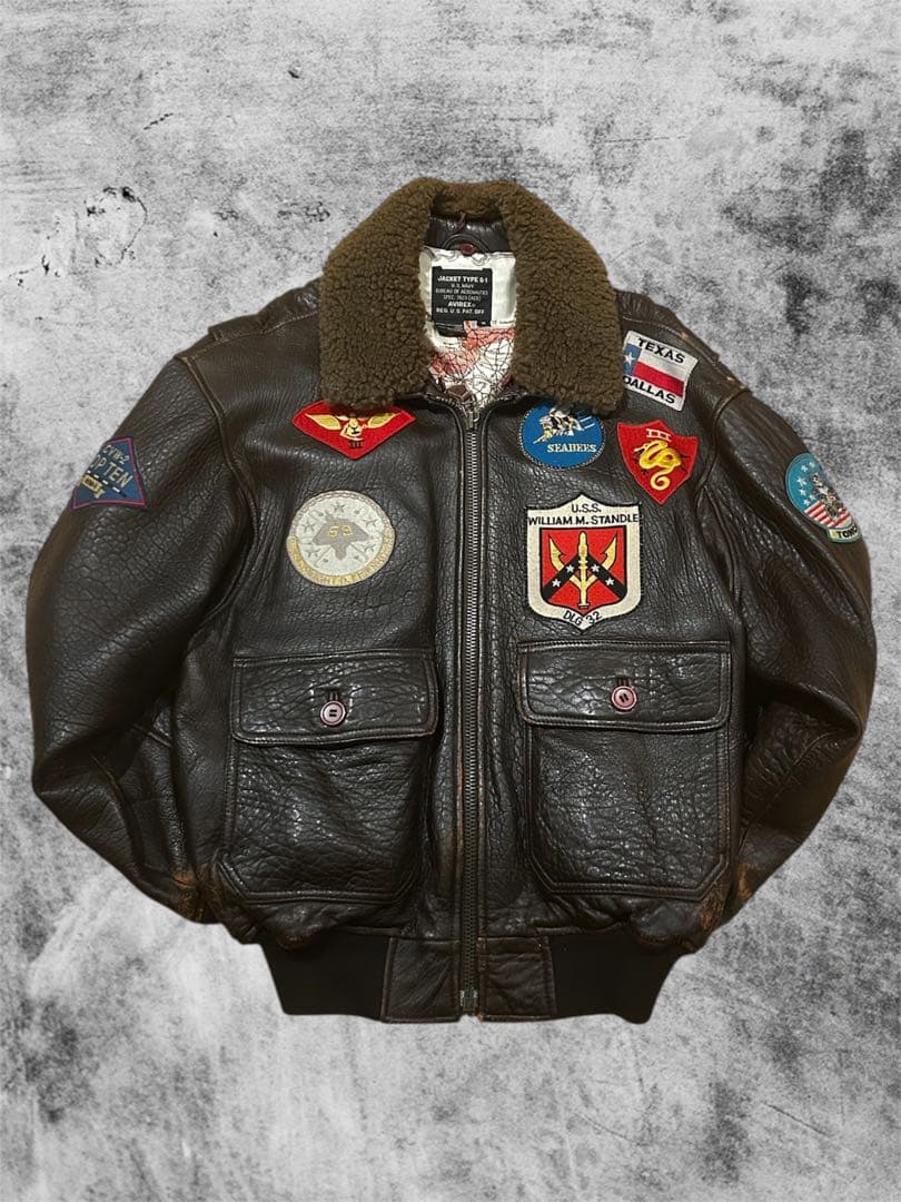 希少 AVIREX G-1 フライトジャケット 本革 地図柄 ボア付 人気 定番