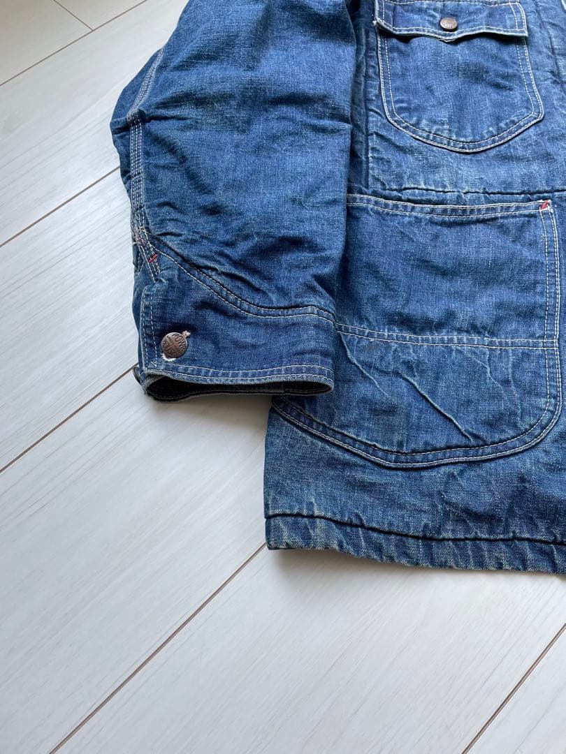 60s ビンテージ パワーハウス インディゴデニム カバーオール ヒゲ 蜂の巣