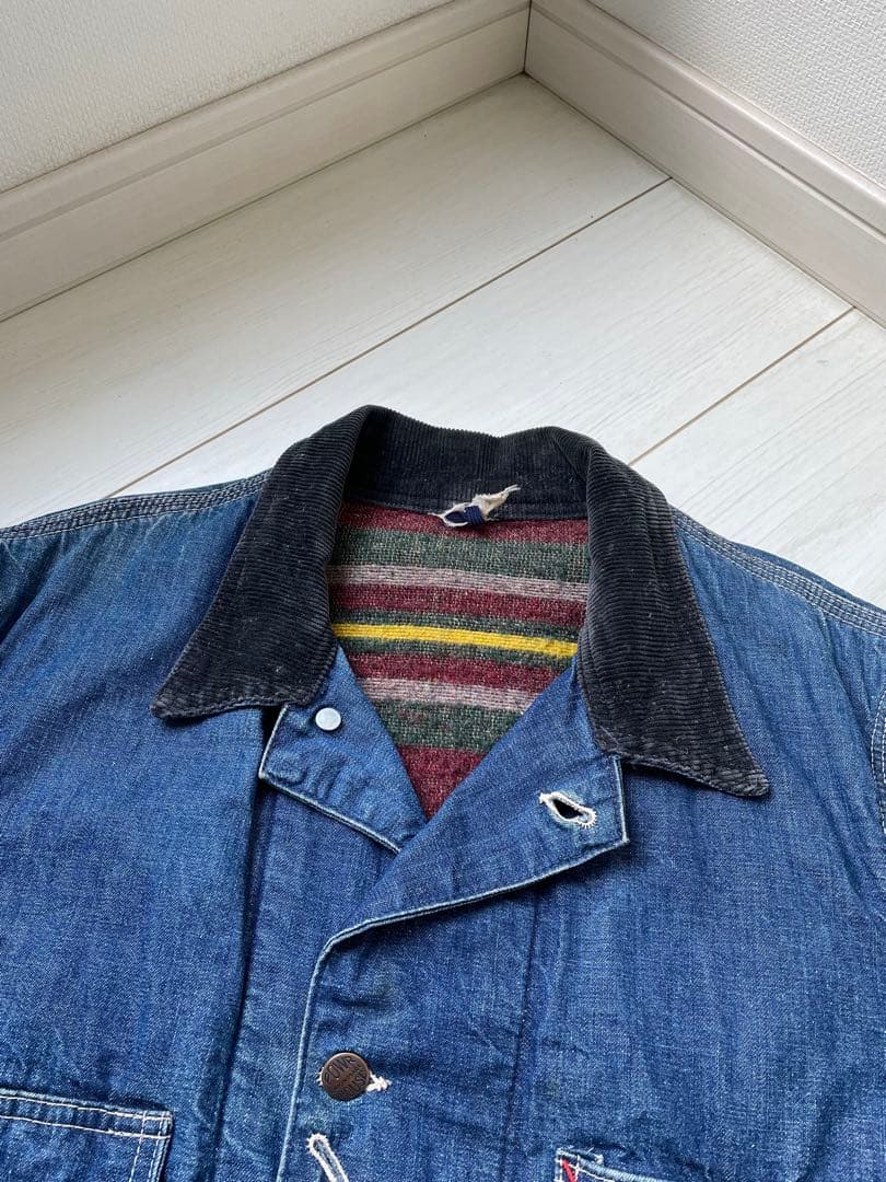 60s ビンテージ パワーハウス インディゴデニム カバーオール ヒゲ 蜂の巣