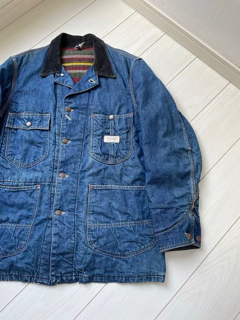 60s ビンテージ パワーハウス インディゴデニム カバーオール ヒゲ 蜂の巣