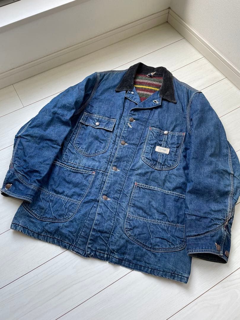 60s ビンテージ パワーハウス インディゴデニム カバーオール ヒゲ 蜂の巣