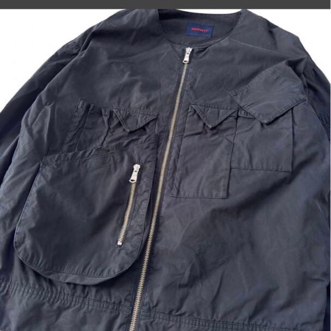 ブラック ノーカラー ジャケット