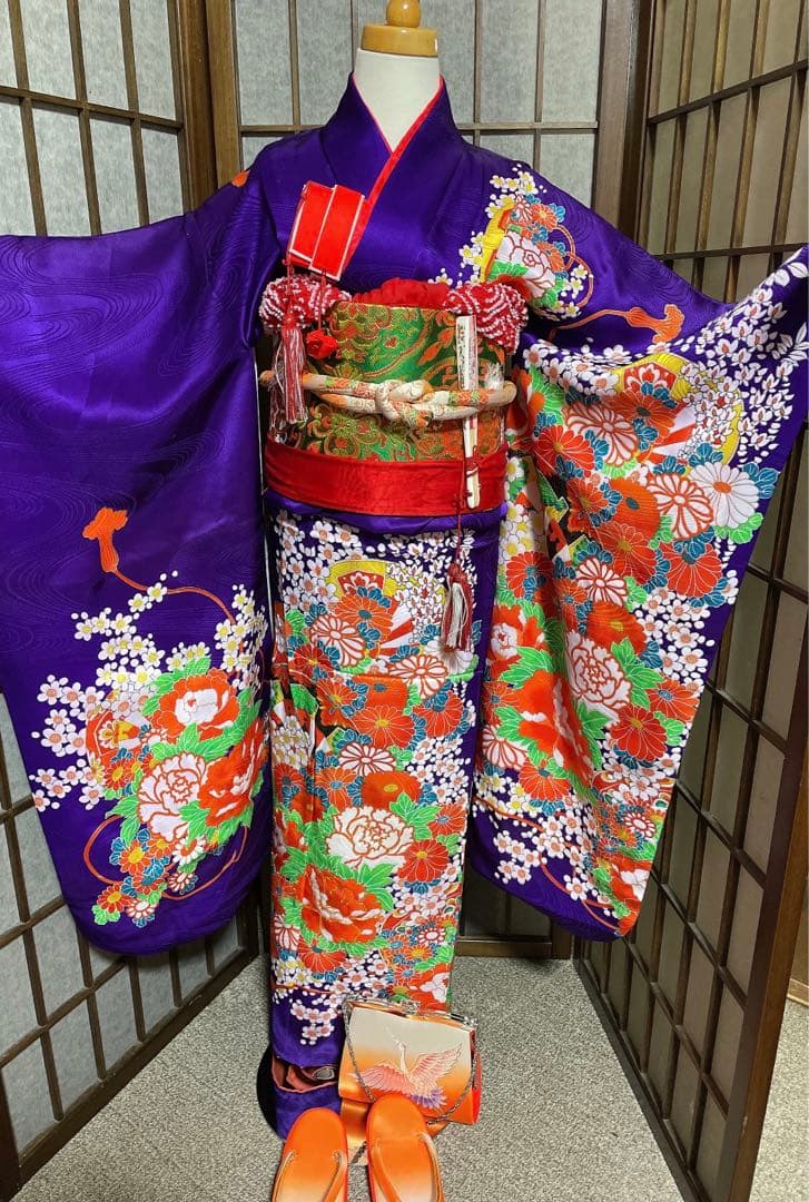 七五三、日本舞踊、7歳紫お着物