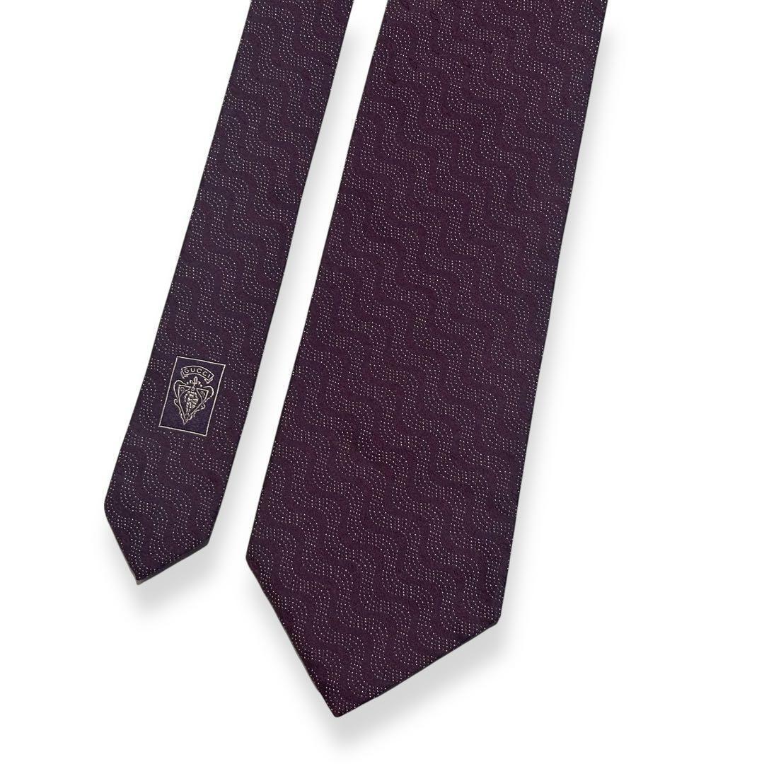 美品✨GUCCI ネクタイ　グッチ　ボルドー　ワインレッド　ジャガード