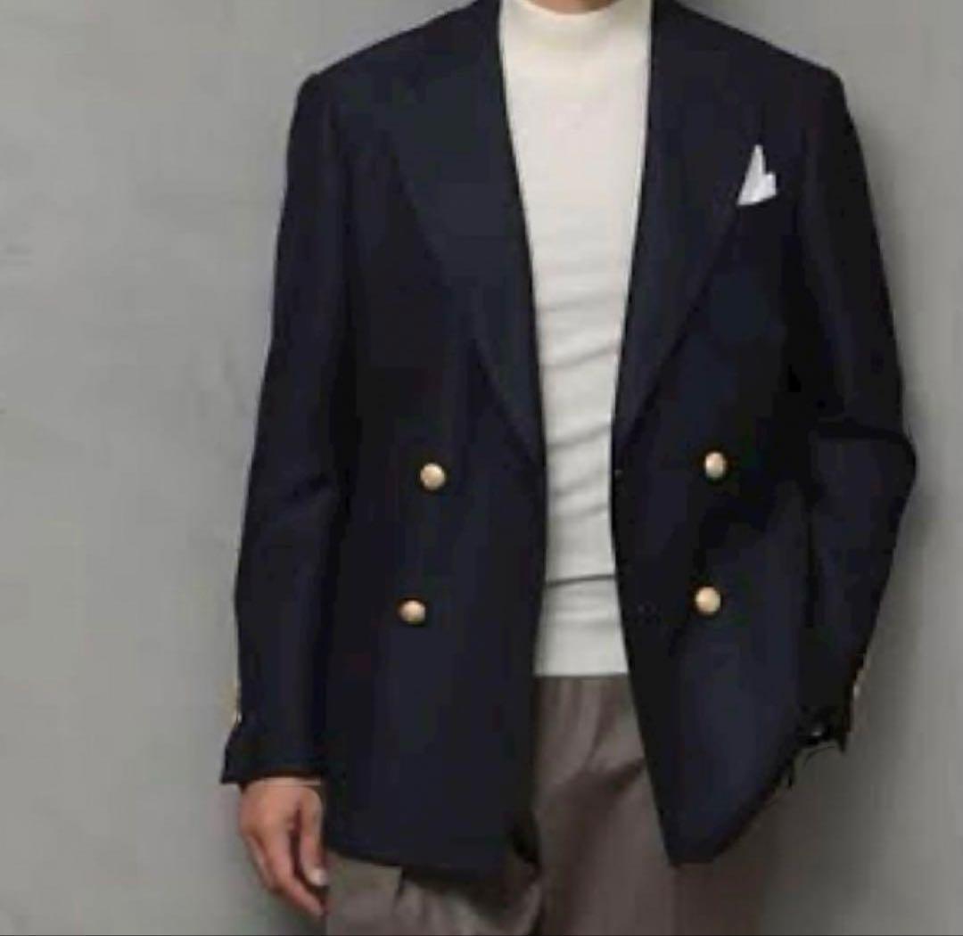 【なかじん！】バーバリーズ ジャケット L ダブルブレスト 紺ブレ