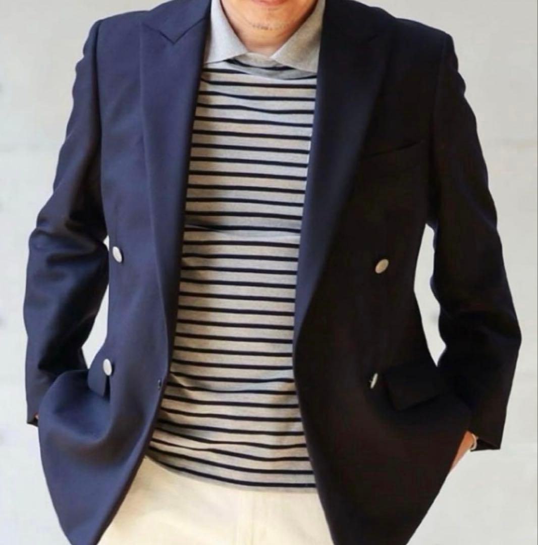 【なかじん！】バーバリーズ ジャケット L ダブルブレスト 紺ブレ