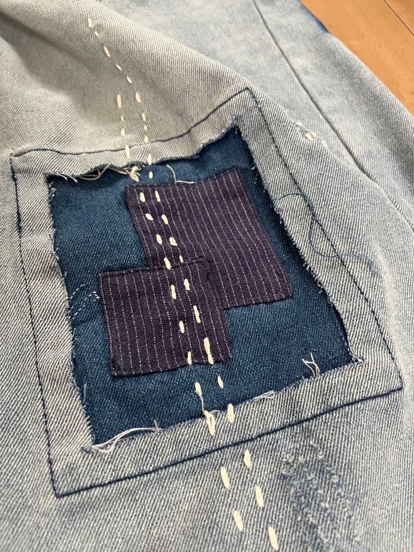 アンティーク調パッチワーク襤褸ゆったり男女通用パンツ