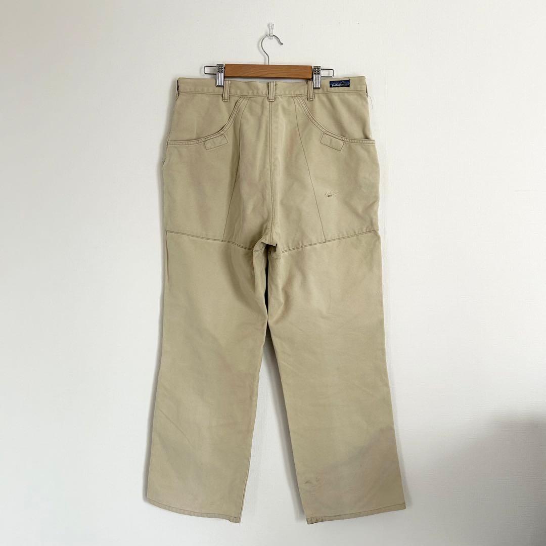 80s Patagonia ダブルニーパンツ スタンドアップ ベージュ 34