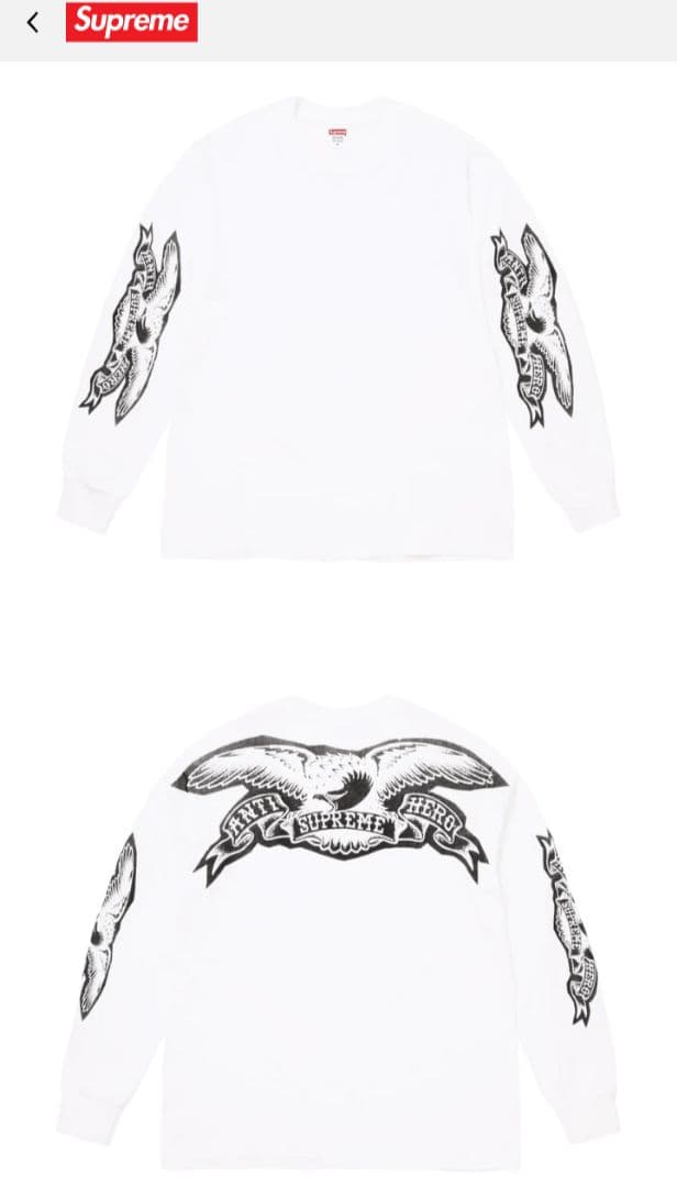Supreme / ANTIHERO EAGLE L/S TEE (M) 白