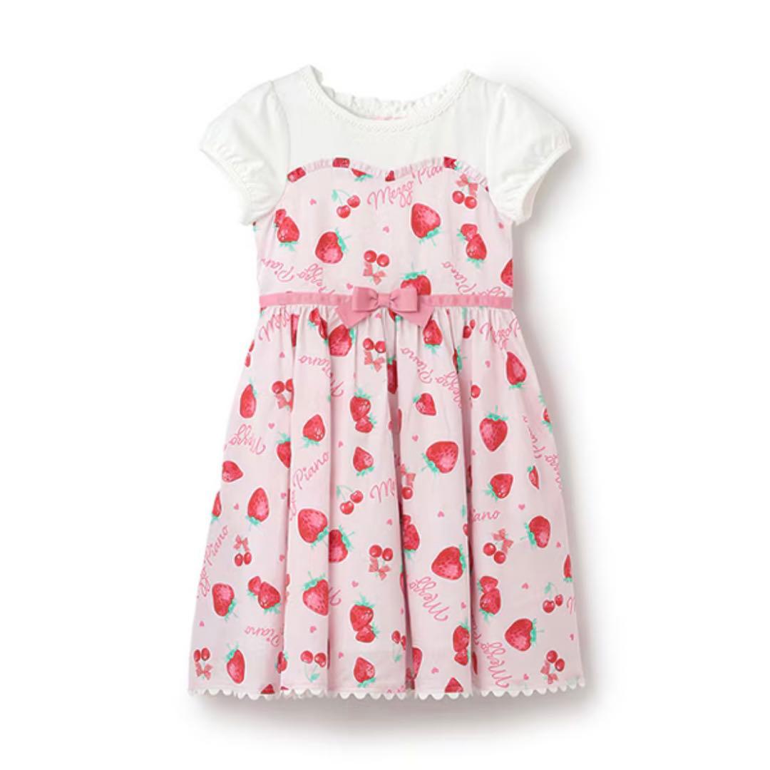 新品　いちご柄 半袖ワンピース 120cm