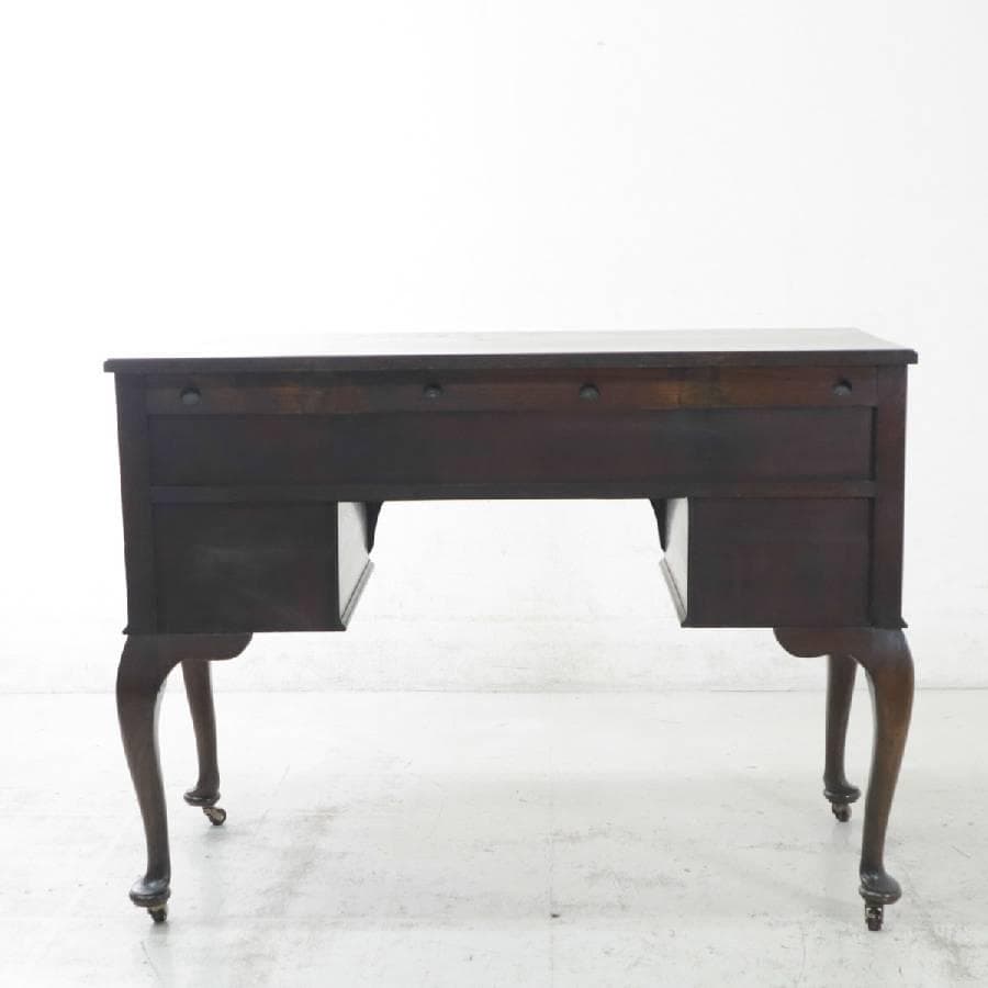 英国アンティーク レディースデスク キャスター付き オーク無垢 マイナスネジ