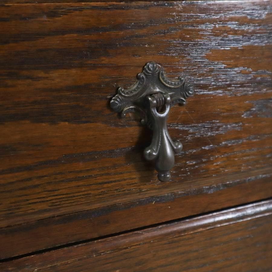 英国アンティーク レディースデスク キャスター付き オーク無垢 マイナスネジ