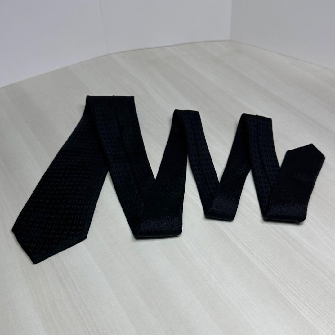 美品☆エルメス☆ファソネ☆ネクタイ☆ブラック☆ソリッド☆単色☆H柄☆573