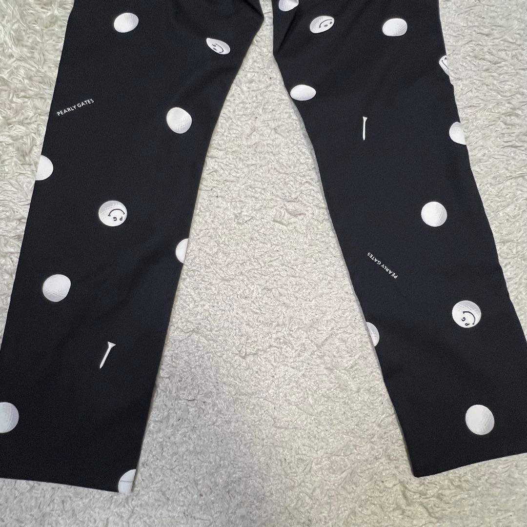 パーリーゲイツ 総柄 ゴルフボールドット＆ティー プリント パンツ レディース