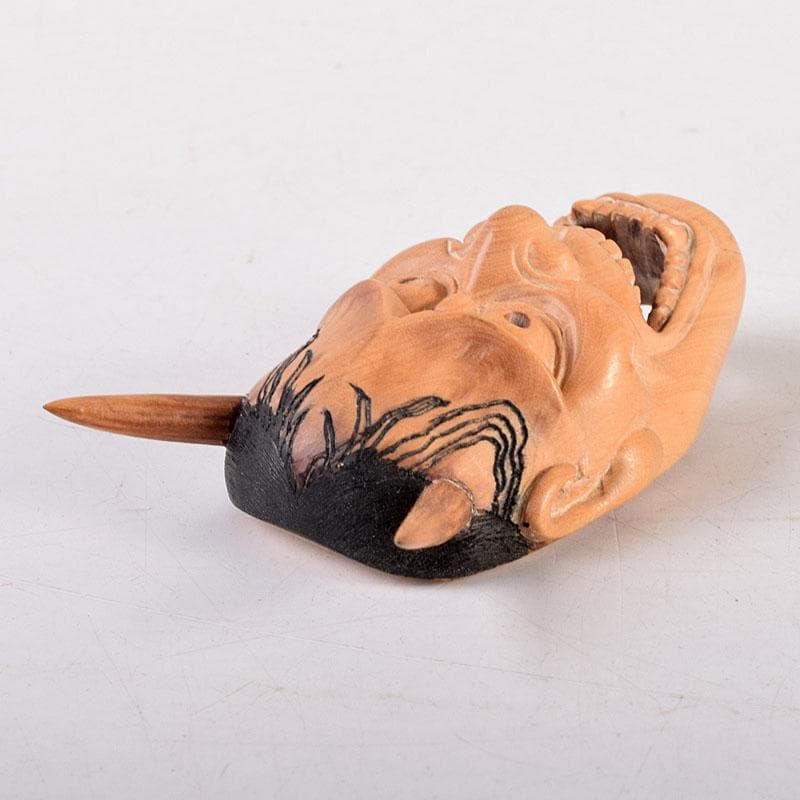 時代提げ物　木彫　面根付　能面　お面　般若面　C　7926