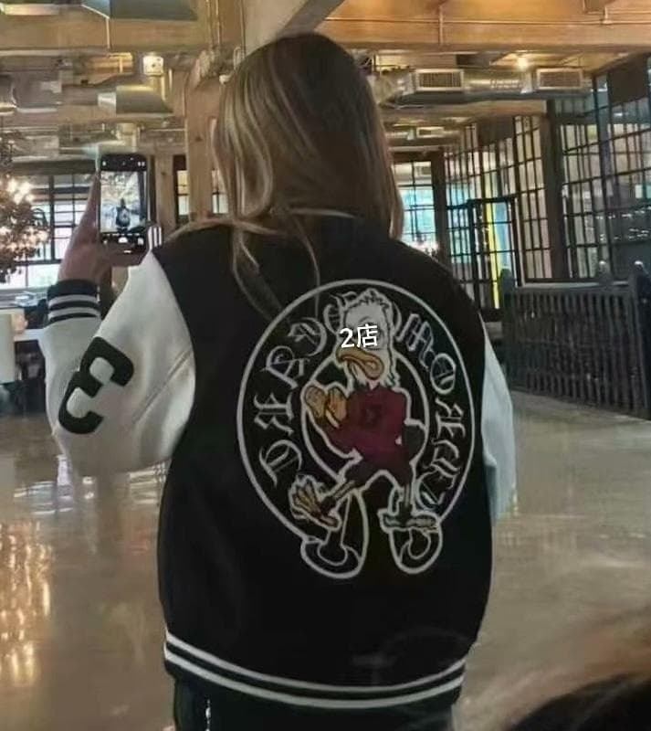 コロムハーツ　スタジャン ブラック/ホワイト キャラクター刺繍