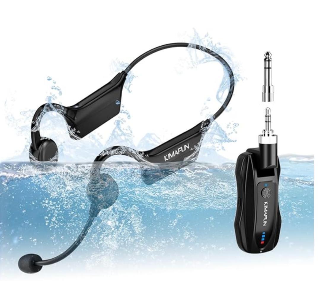 ワイヤレス防水マイク 2.4GHz フィットネス用 IP67 完全防水