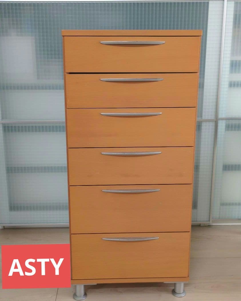 アスティ　木製チェスト 小 6段棚 収納 引き出し 茶色 タンス