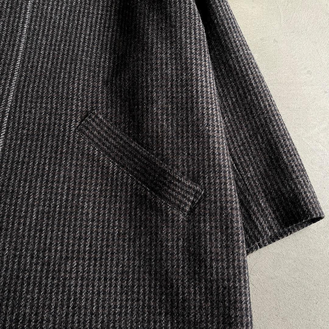 yuni ユニ＊美品＊千鳥チェック柄 コーデュロイ衿 ミドル丈ウールコート