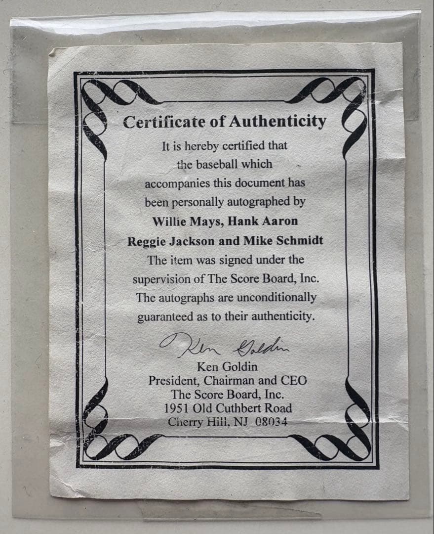 MLB「アーロン、メイズ、ジャクソン、シュミット」サインボール