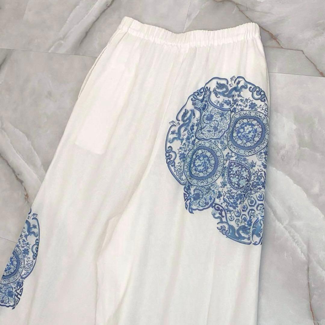 A13602 美品 ジュンヤワタナベ 22ss スカル　サルエルワイドパンツ　白