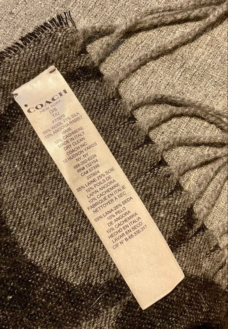【ろむさん 美品】コーチ マフラー ロング シグネチャー ウール