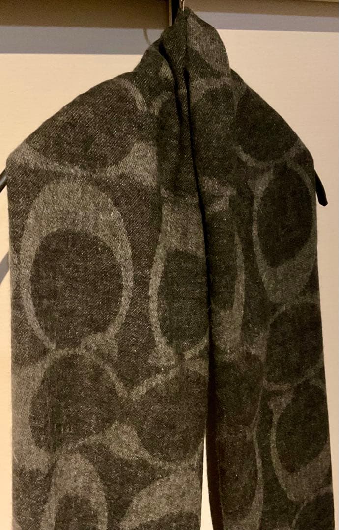 【ろむさん 美品】コーチ マフラー ロング シグネチャー ウール