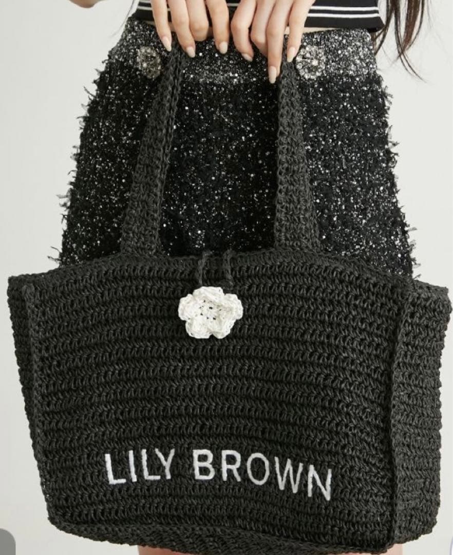LILY BROWN×MARY QUANTロゴ刺繍カゴバッグ BLK