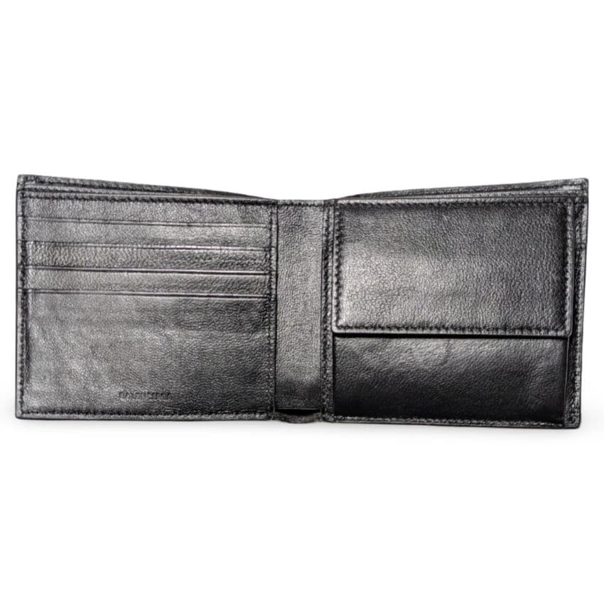 【極美品】BALENCIAGA クロコ型押しレザー　二つ折り財布 黒