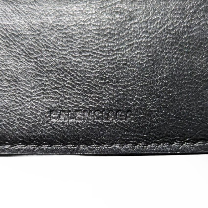 【極美品】BALENCIAGA クロコ型押しレザー　二つ折り財布 黒