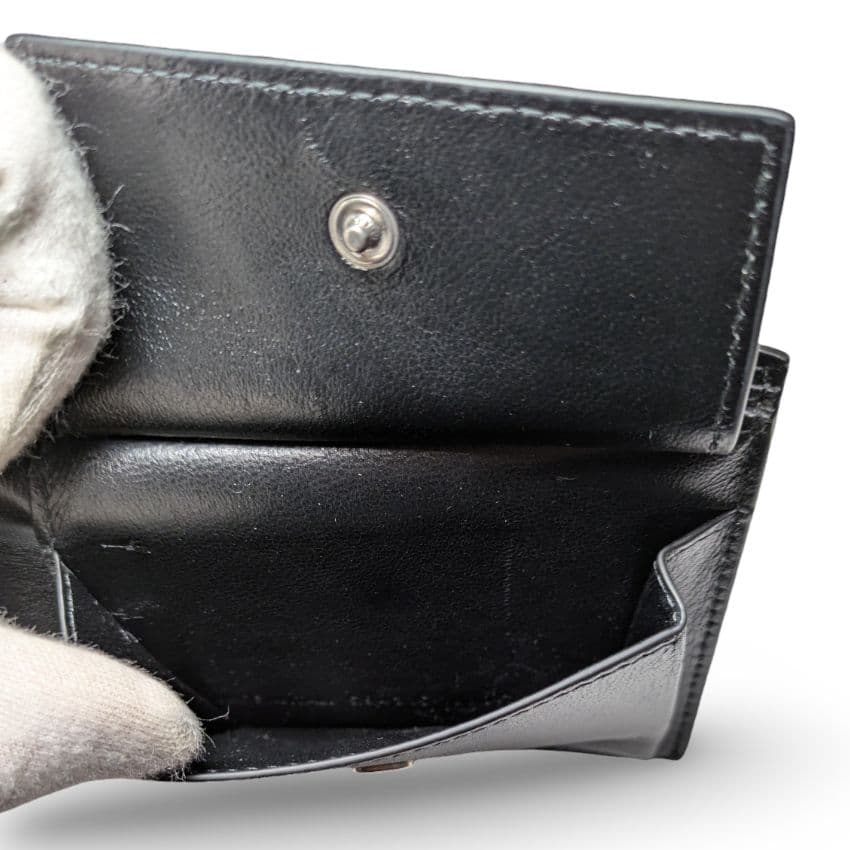 【極美品】BALENCIAGA クロコ型押しレザー　二つ折り財布 黒