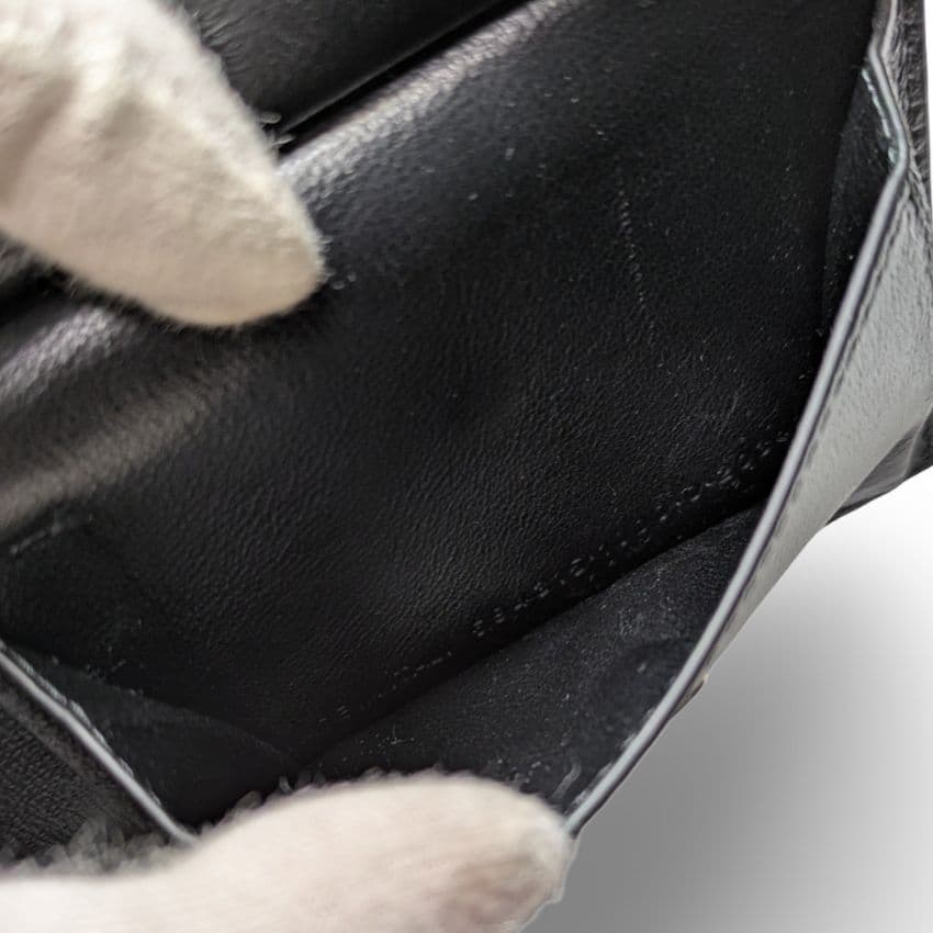 【極美品】BALENCIAGA クロコ型押しレザー　二つ折り財布 黒