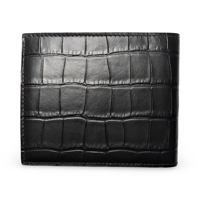 【極美品】BALENCIAGA クロコ型押しレザー　二つ折り財布 黒