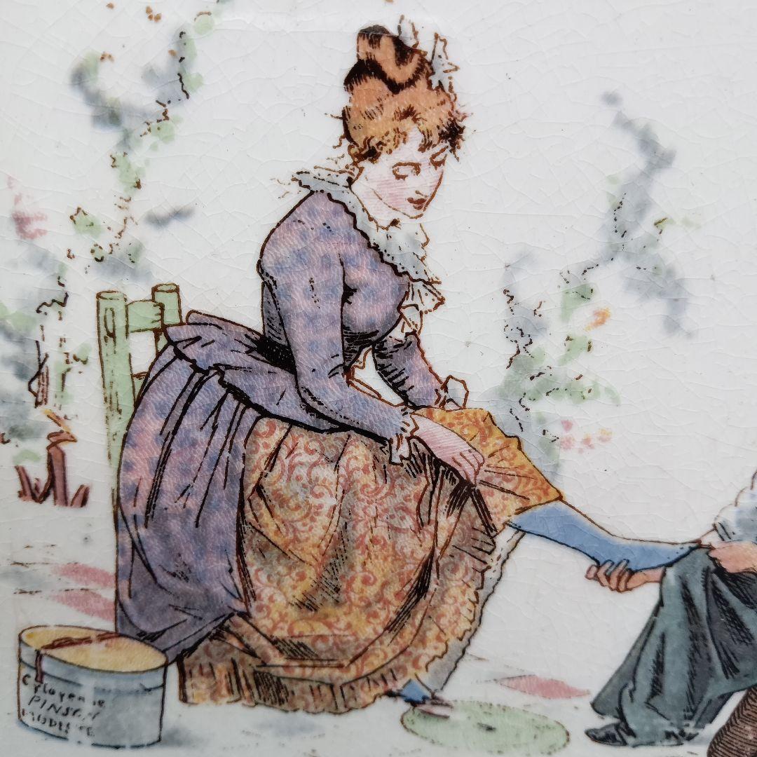 フランス サルグミンヌ 「 シンデレラ 」 陶板 タイル ヴィンテージ