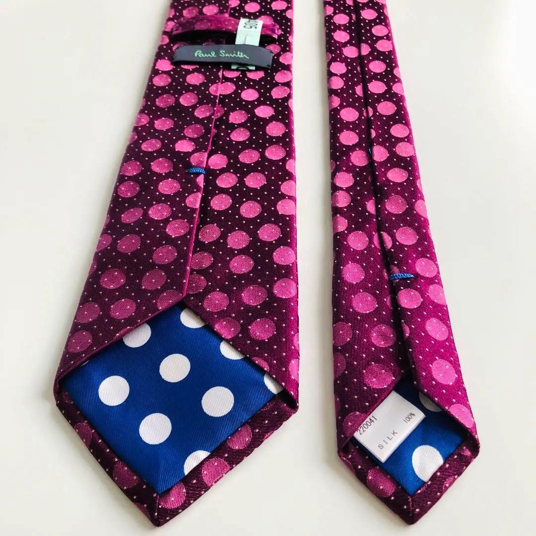 ポールスミス ネクタイ ドット柄 ボルドー
