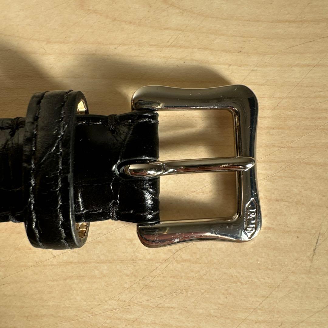 J&M DAVIDSON 黒 レザーベルト エンボスドクロコ（牛革）サイズ36