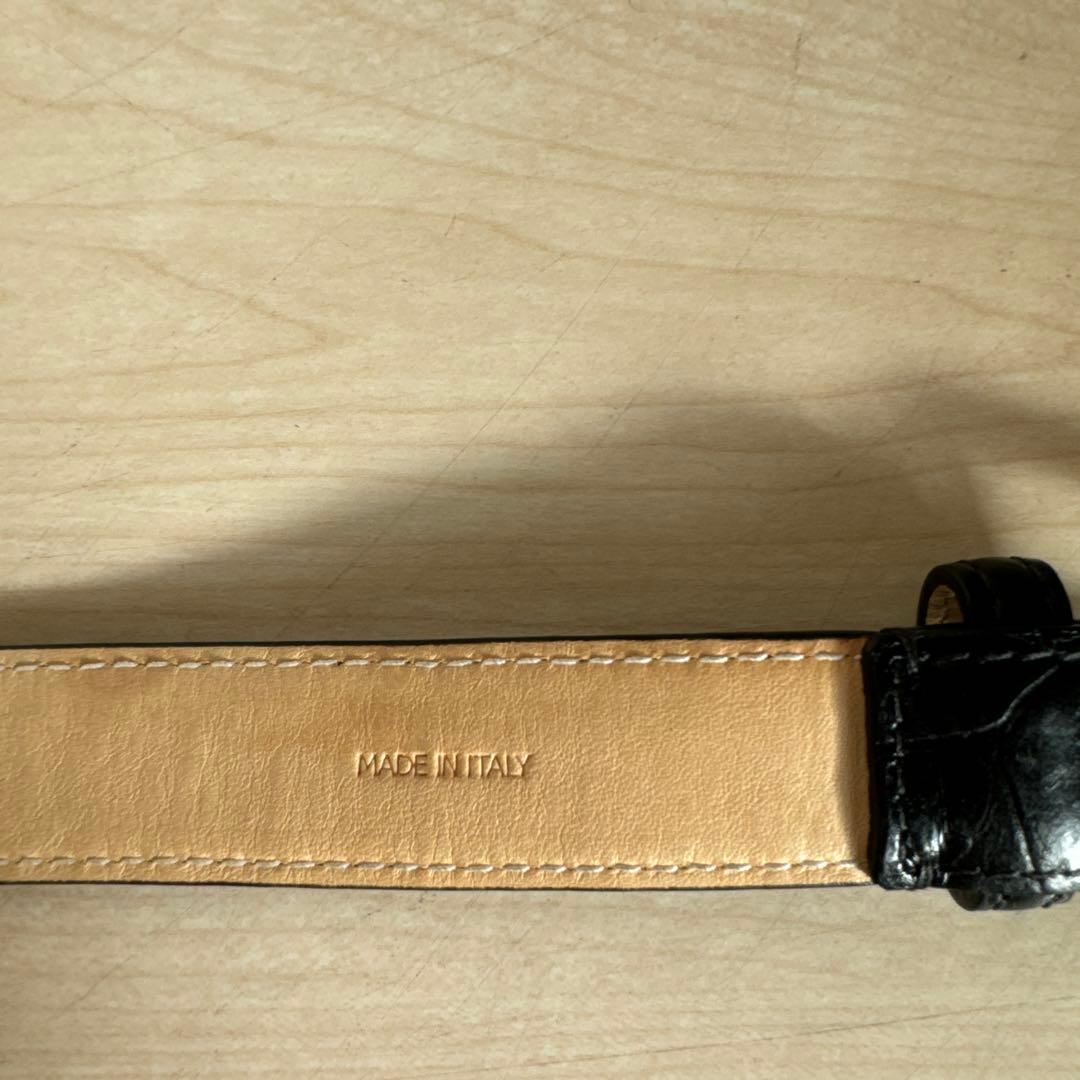 J&M DAVIDSON 黒 レザーベルト エンボスドクロコ（牛革）サイズ36