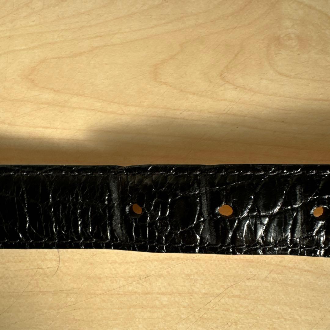 J&M DAVIDSON 黒 レザーベルト エンボスドクロコ（牛革）サイズ36