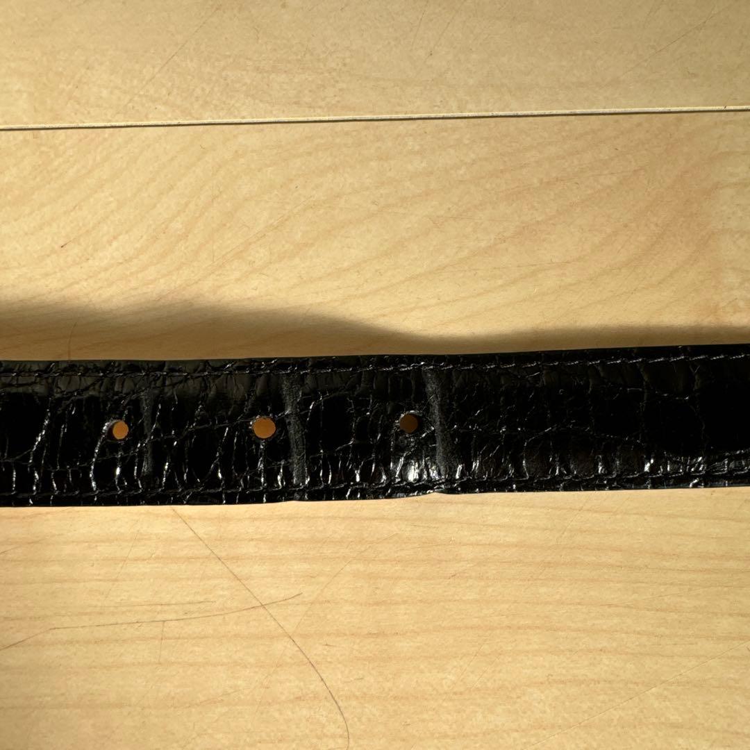 J&M DAVIDSON 黒 レザーベルト エンボスドクロコ（牛革）サイズ36