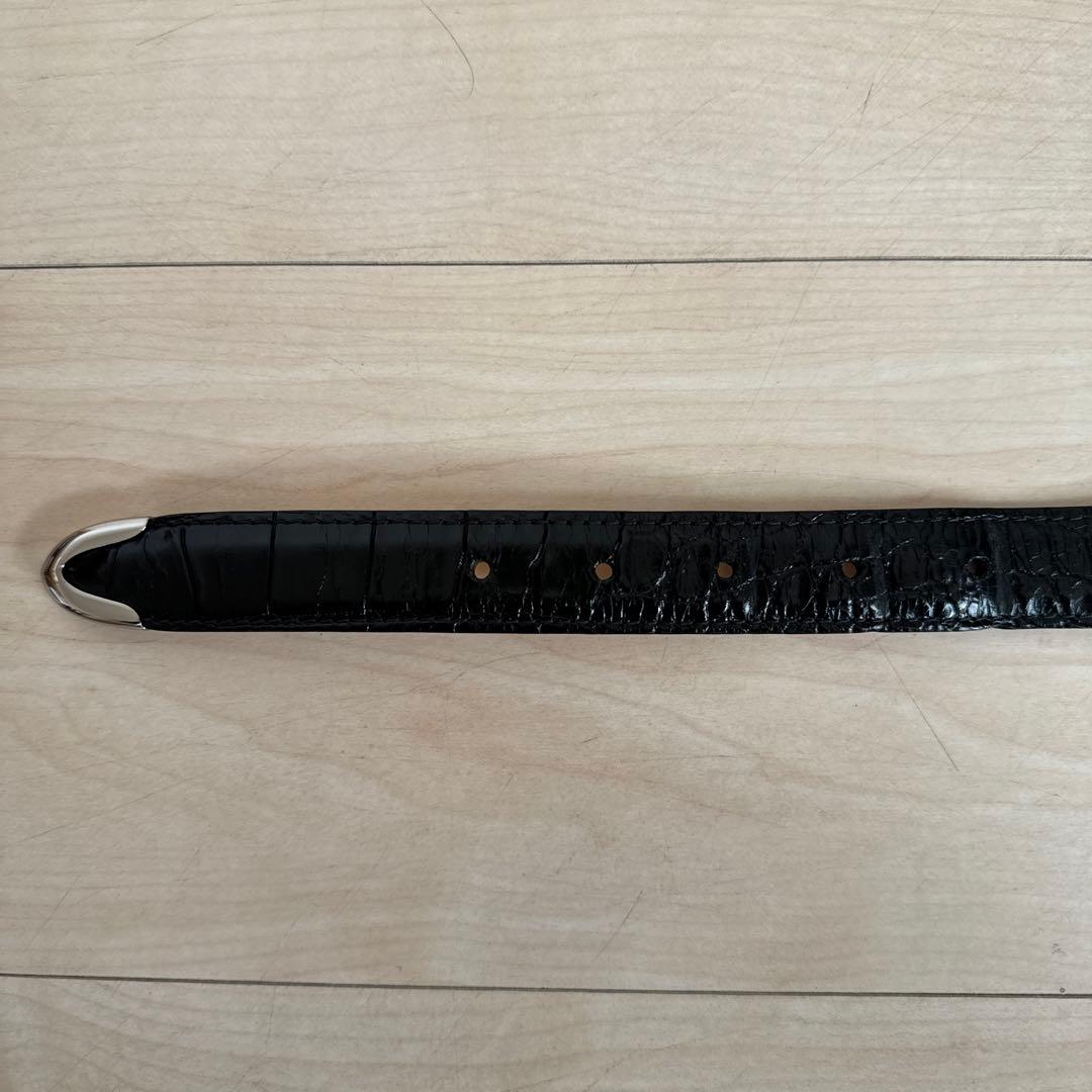 J&M DAVIDSON 黒 レザーベルト エンボスドクロコ（牛革）サイズ36