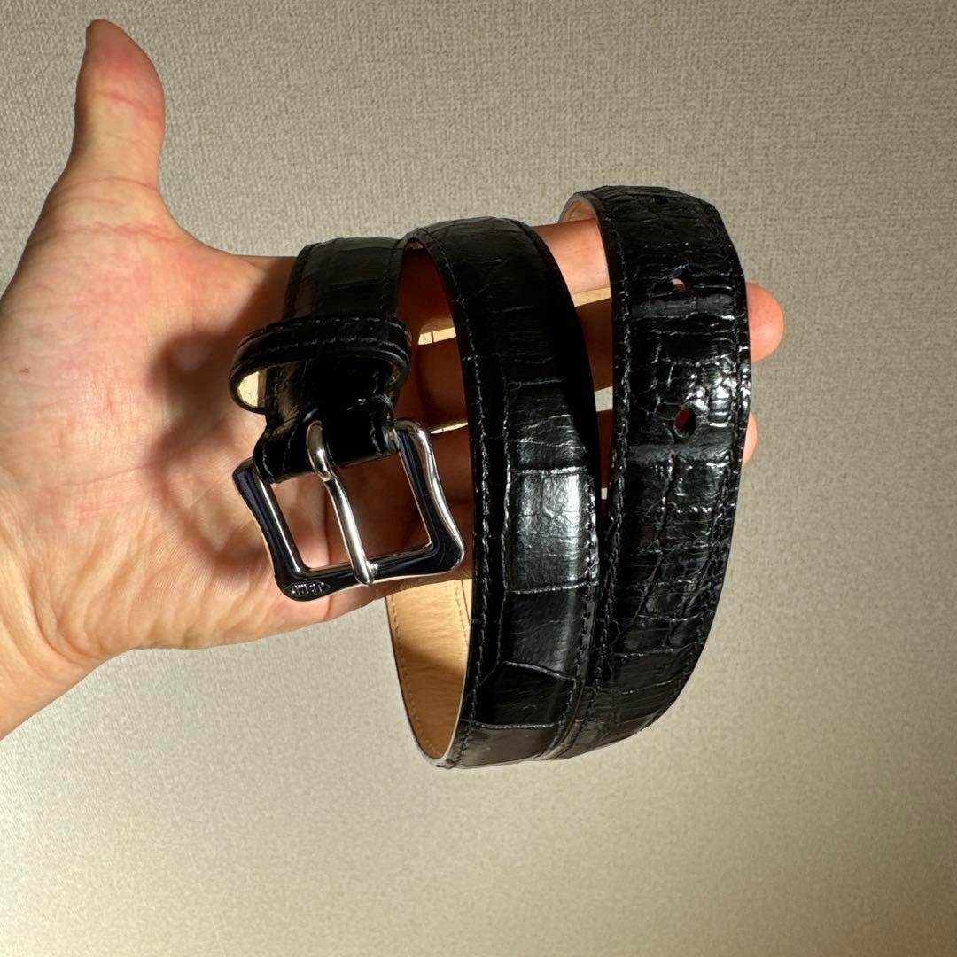 J&M DAVIDSON 黒 レザーベルト エンボスドクロコ（牛革）サイズ36