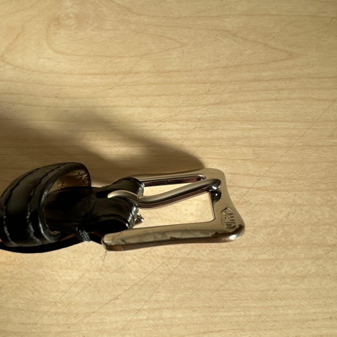 J&M DAVIDSON 黒 レザーベルト エンボスドクロコ（牛革）サイズ36