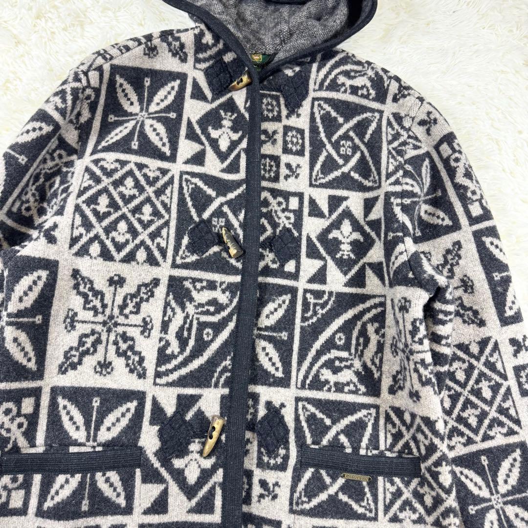 GIESSWEIN ギースヴァイン フード付ウールコート 総柄 トグルボタン