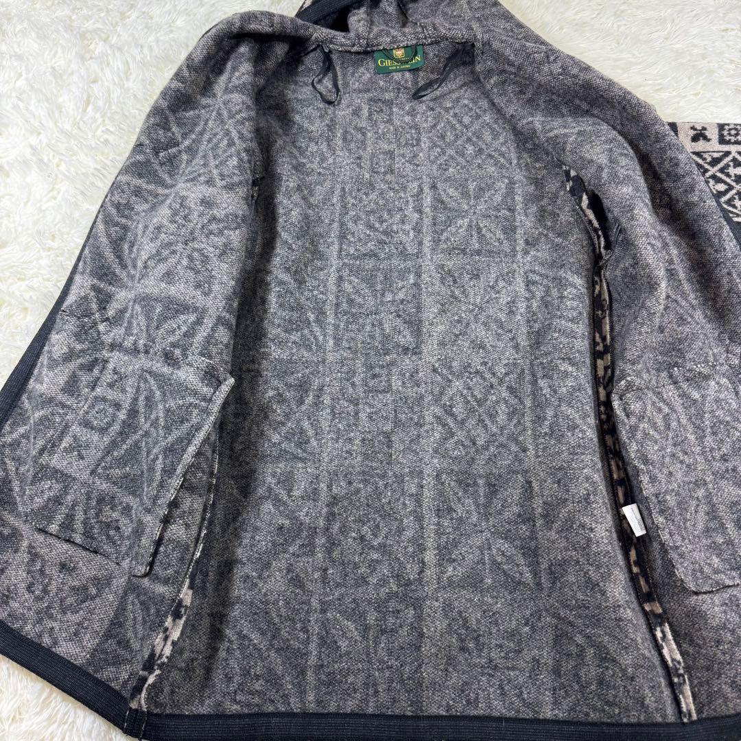 GIESSWEIN ギースヴァイン フード付ウールコート 総柄 トグルボタン