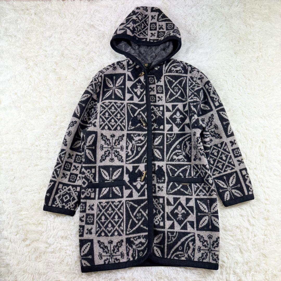 GIESSWEIN ギースヴァイン フード付ウールコート 総柄 トグルボタン