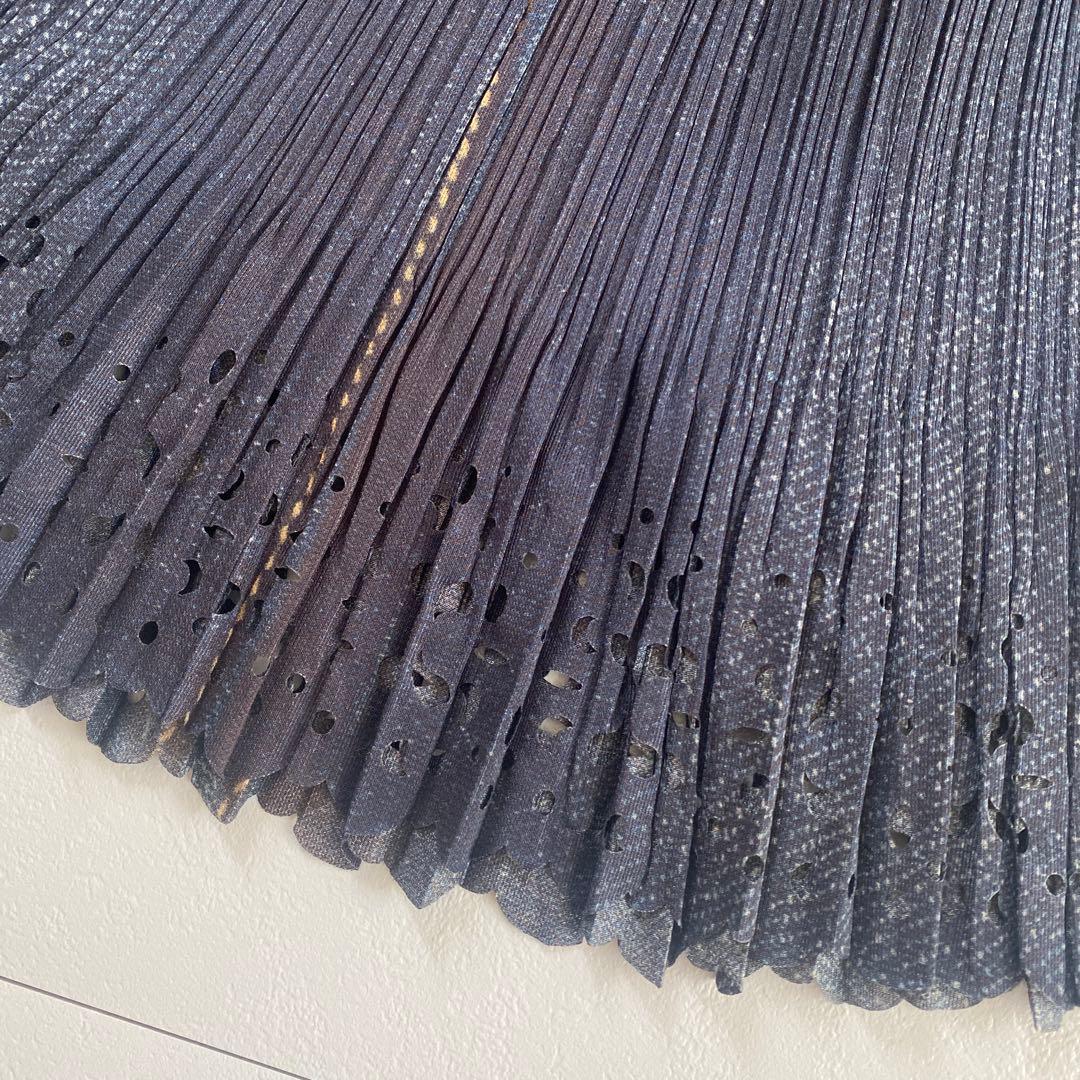 美品 希少 プリーツプリーズ イッセイミヤケ デニム 転写 ベスト ノースリーブ